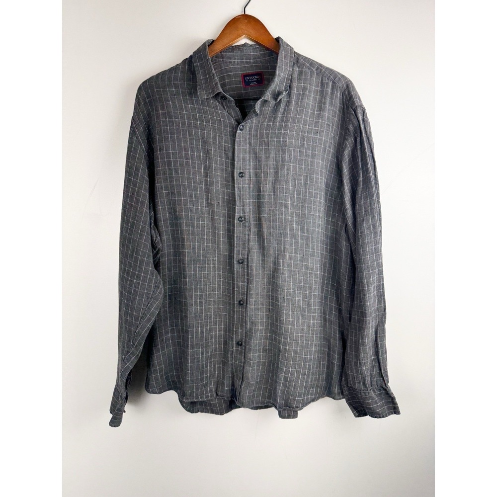 Untuckit Men's 100% Linen LongSleeve Button-Up Shirt Sz XXL Resort Wear Vacation